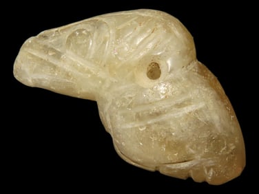 1 1/4" Pre-Columbian Tairona Carved Quartz Bird Effigy Bead/Pendant
