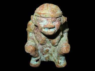 2 7/8" Bronze Moche Figure Incense Burne Pendant, Peru