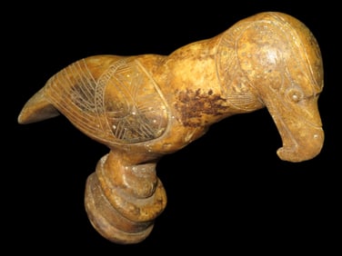 6 7/8" Pre-Columbian Vulture Effigy Sculpture, Bone, Colombia