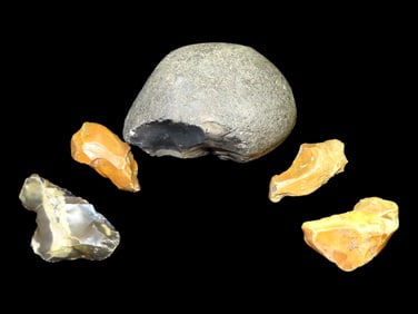 Acheulian Trihedral Hand Axe and Flint, 200,000 Years Old, Kent, Europe