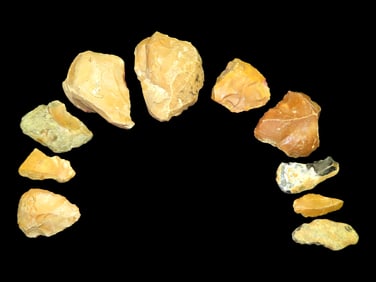 Colorful Flint Blades and Scrapers from Early Man France