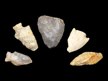Grouping of 5 Arrowheads found in Arkansas