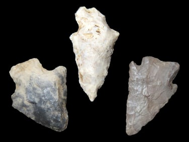 Grouping of 3 Arrowheads found in Arkansas