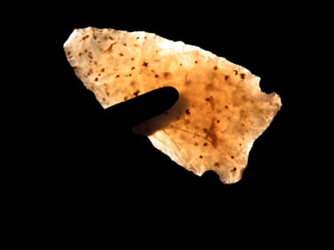1 3/8" Translucent Bird Point, found in Wabash Co., Illinois by Russell Flener