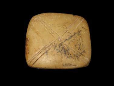 2 13/16" Incised Tablet/Gamestone,2x COA- Dickey/Motley, Found by Thomas Santon in the 1950's,