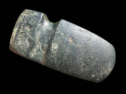 6 7/8" Nebo Axe, Motley COA, Rare Green Quartz, found in Jackson Co., Missouri, Ex Ed Buell: 6 7/8" Nebo Axe, Motley COA, Rare Green Quartz, found in Jackson Co., Missouri, Ex Ed Buell Collection