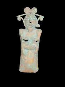 7 3/4" Pre-Columbian Copper Human Effigy, Motley COA, South America, Ex Steve Barras Estate