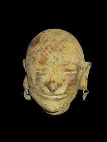 7 3/4" Copper Pre-Columbian Head Effigy, Motley COA, South America, Ex Steve Barras Estate