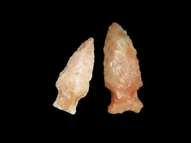 Set of 2 Arrowheads, Mixed between Illinois, St. Clair Co. MO, and Indiana, Ex Brad Hawking Lithics