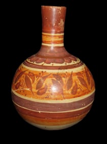 10 3/4" Vintage Tonala Hand-painted Water Bottle, Mexico