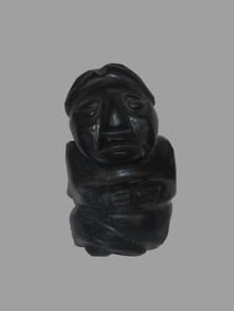 3" Pre-Columbian Mezcala Human Effigy Hand Carved Obsidian Figure/Talisman, Ex Brett McPherson