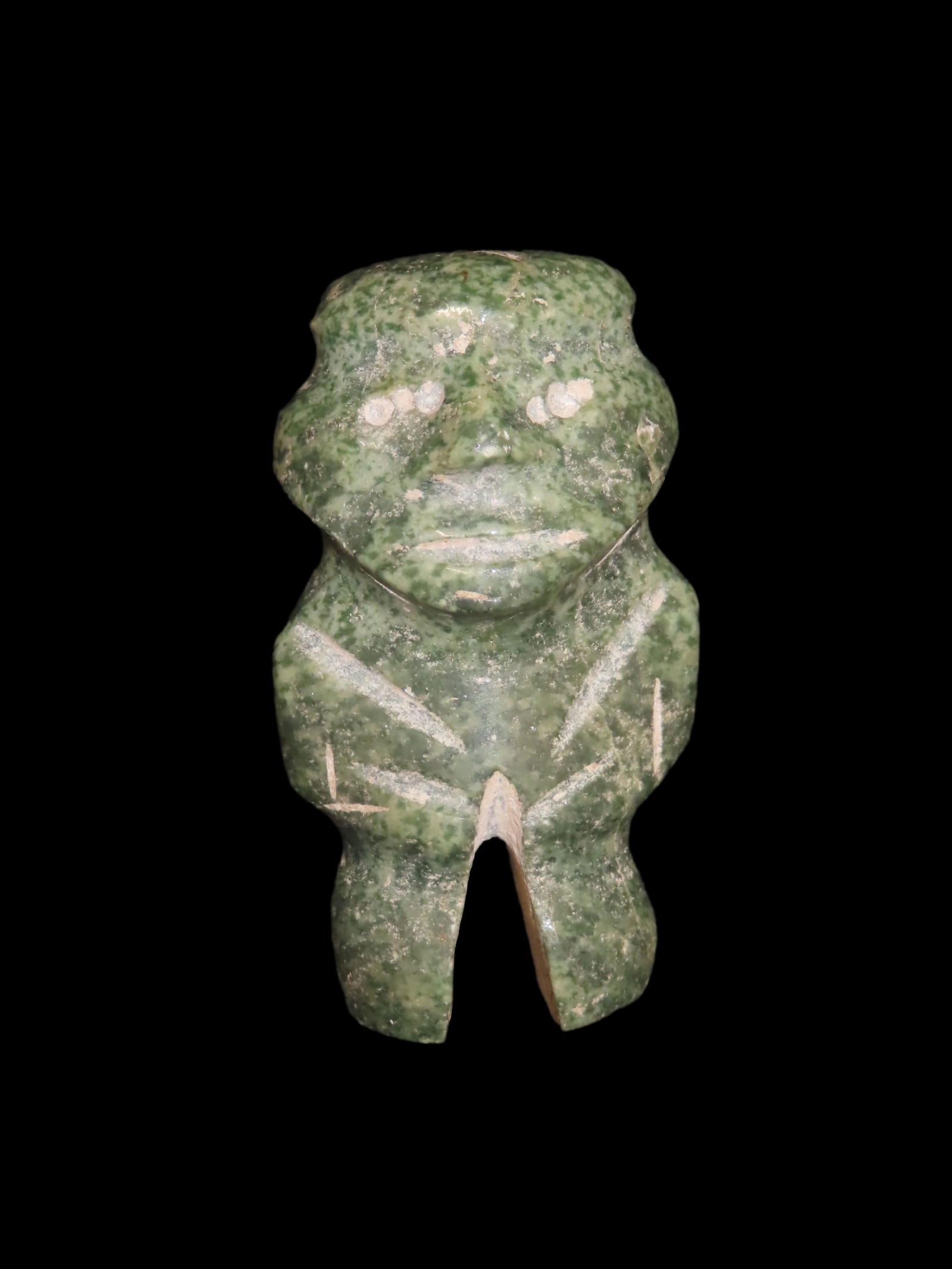 3 3/4" Pre-Columbian Dark Green Jadeite Mezcala Chontal Figure, Ex Brett McPherson Collections: 3 3/4" Pre-Columbian Dark Green Jadeite Mezcala Chontal Figure, Ex Brett McPherson Collections