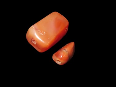 Pair of Beautiful Highly Polished Drilled Agate Beads-Outstanding Color and Condition, Authentic, Ex
