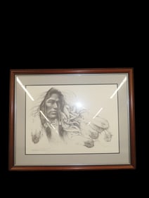 Ozz Franca (1928-1991) "Young Brave" framed print No.188/750 Limited Edition 29" x 39.5"
