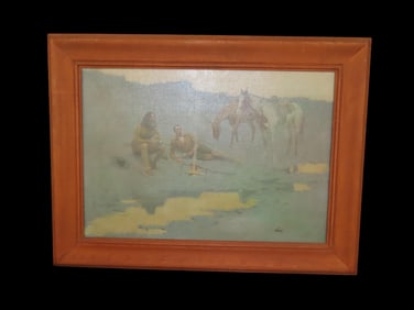 Frederic Remington (1861-1909) "A New Year on The Cimarron" framed print 25" x 18.5"