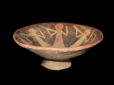 Nicely Painted 8" Diameter Pre Columbian Pottery Vessel From Peru