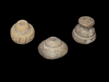 Group of Decorated Pottery Effigy Beads, Pre-Columbian, Manabi Culture, Ecuador