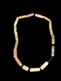 24" long, Superior Pre-Columbian Tube Bead Necklace, Jade/Quartz/Jasper, Columbia