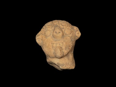 1 7/8" Pre-Columbian, Pottery Effigy, Human Head, Southern Mexico