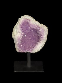 3" x 3 1/4" Amethyst Geode Cluster from Brazil on metal stand. Amazing Sparkle and Shine, 5" tall