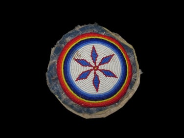 Leather and Fur Beaded Medallion/Ornament