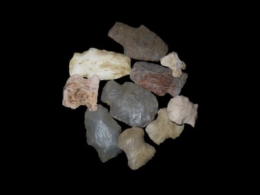 Selection of 10 Blunt Stunner Arrowheads Found in Jackson Co Illinois Ex Randall Kimbrell