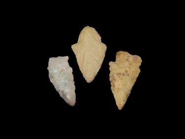 Group of 3 Arrowheads Found in Butler County Missouri.