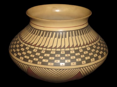 Stunning Casa Grande Pottery Vessel, Signed but not legible. Approx 8" Diameter.