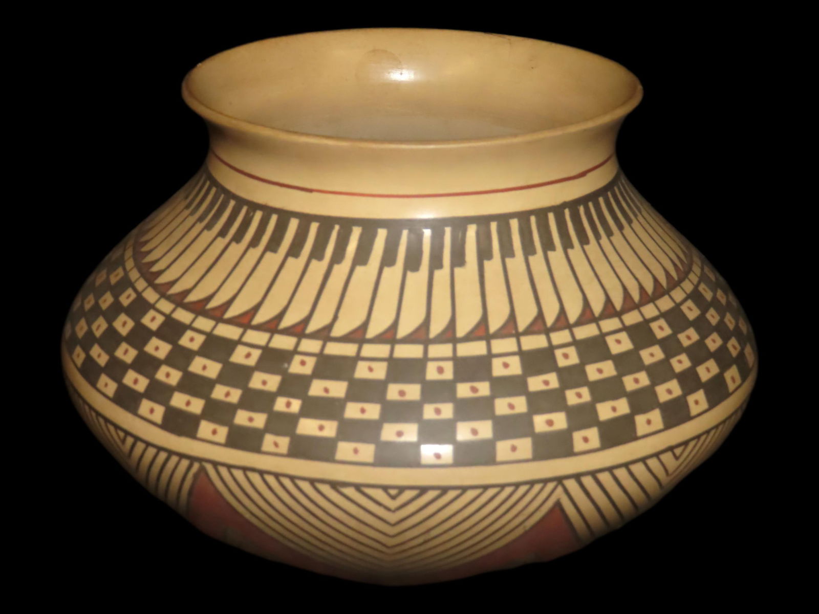 Stunning Casa Grande Pottery Vessel, Signed but not legible. Approx 8" Diameter.