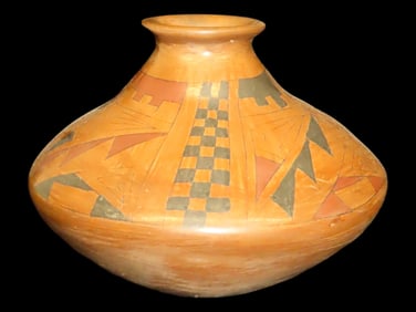 Solid Hopi-Tewa Pottery Jar Likely crafted by Rachel Sahmie Nampeyo. Approx 7 1/2" Diameter