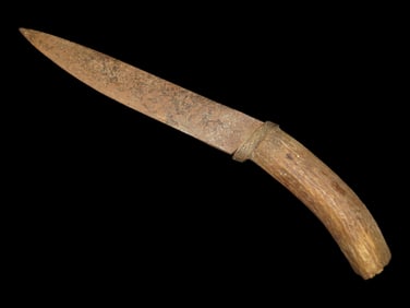 Stag handled Knife, Mid 19th Century, 17 1/2" Overall Length, Antler handle,