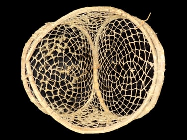 Large Tarahumara wood and Woven Rawhide Burden basket, 27" dia 17" tall