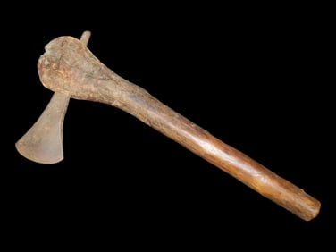 Native American Tomahawk, Hand Forged Iron Celt in Wood Handle. 17 1/2" Overall