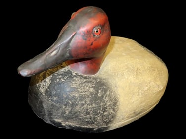 Balsa Wood Canvasback Duck Decoy, Working Decoy, 17"