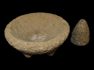 Mexican Stone Bowl with Pestle, lava Rock