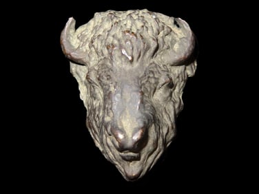 Cast Copper Buffalo Head, 2 1/4" Tall,