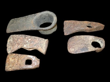 Set of 5 Primitive Iron Hoe / Axe Heads
