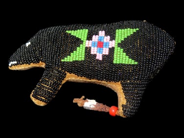 Native American Beaded Black Bear Fetish