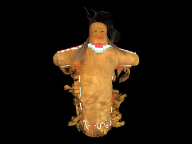Native American Doll Leather, Beadwork, Real Hair