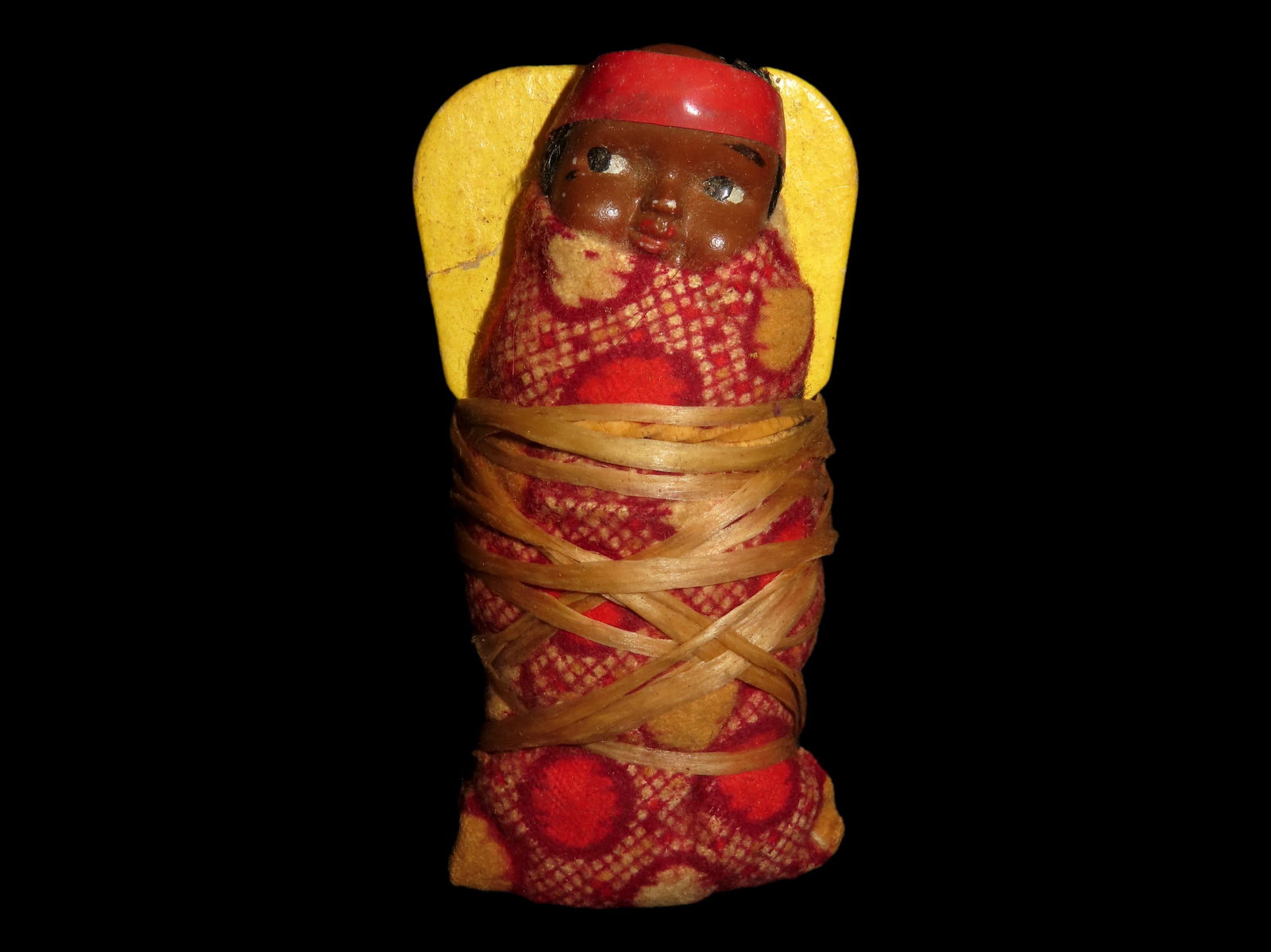 Native American Hand Made Skookum Papoose Doll on Cradle Board-Hand Woven Blanket,Beadwork, Real (1 of 5)