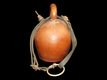 13" Primitive Leather Bottle From Southwest