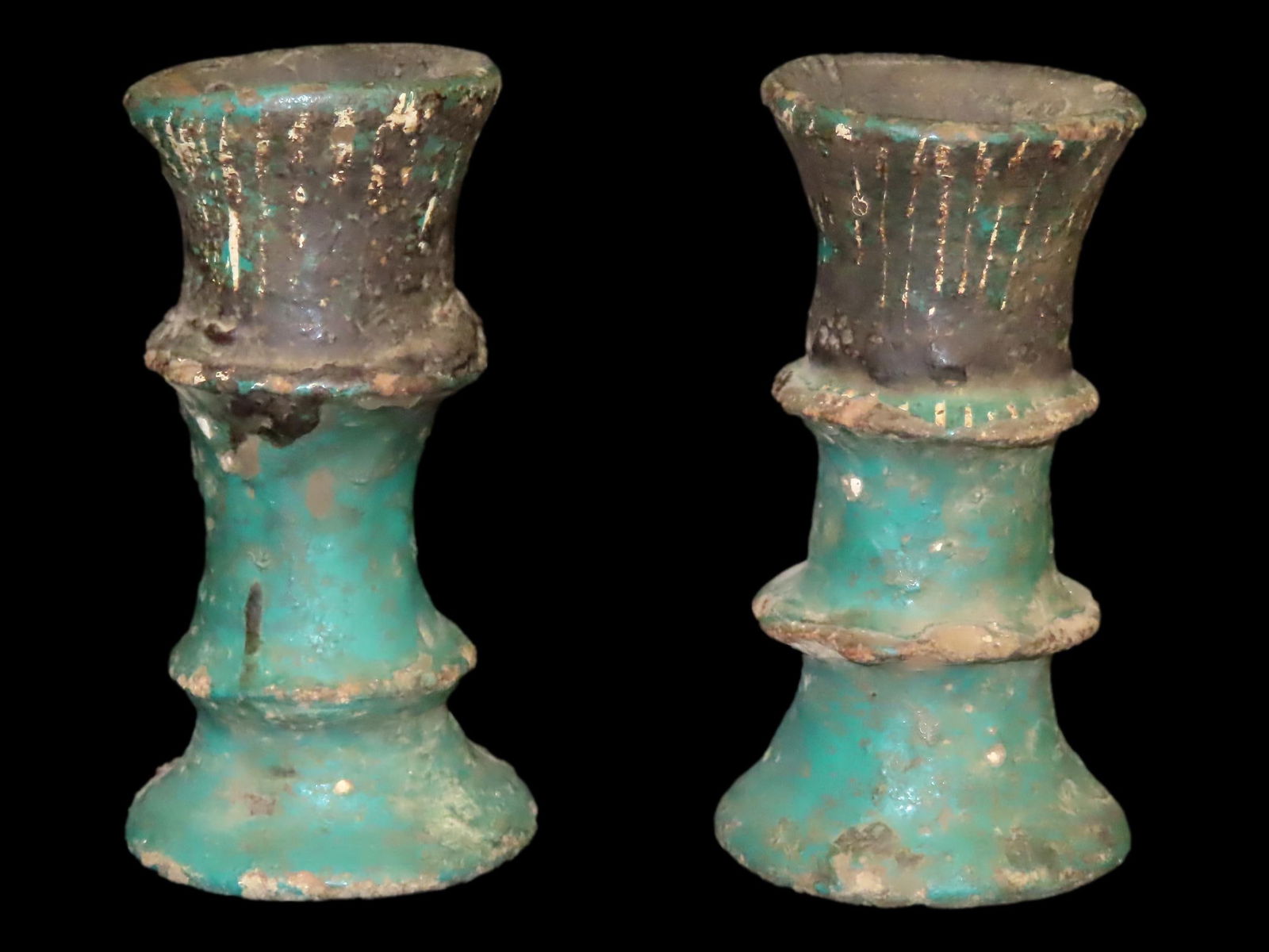 Set of Ceremonial Terracotta Occult Candle Stick Holders: Set of Ceremonial Terracotta Occult Candle Stick Holders