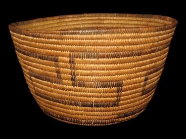 6 1/4" x 11 1/2" Pictorial Handmade Pima Basket, Indian