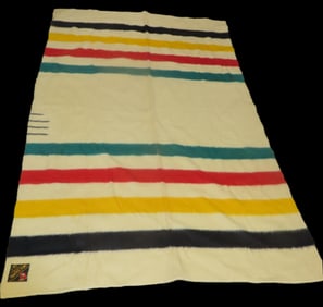 60" x 88" Genuine Trapper Point 100% Wool Multi-color Blanket