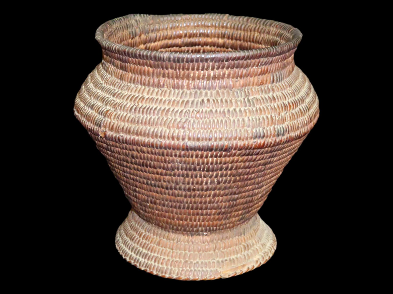 6 1/4" x 6" Vintage Asian Footed Rice Basket: 6 1/4" x 6" Vintage Asian Footed Rice Basket