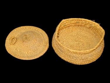 Plains Indian Small Lidded Basket, 5 x 1 5/8"