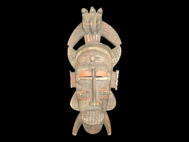 20" Kpelie Senufo initiation ritual mask. The Senufo people reside in the countries of Burkina
