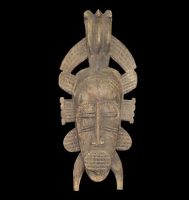 24" Kpelie Senufo initiation ritual mask. The Senufo people reside in the countries of Burkina