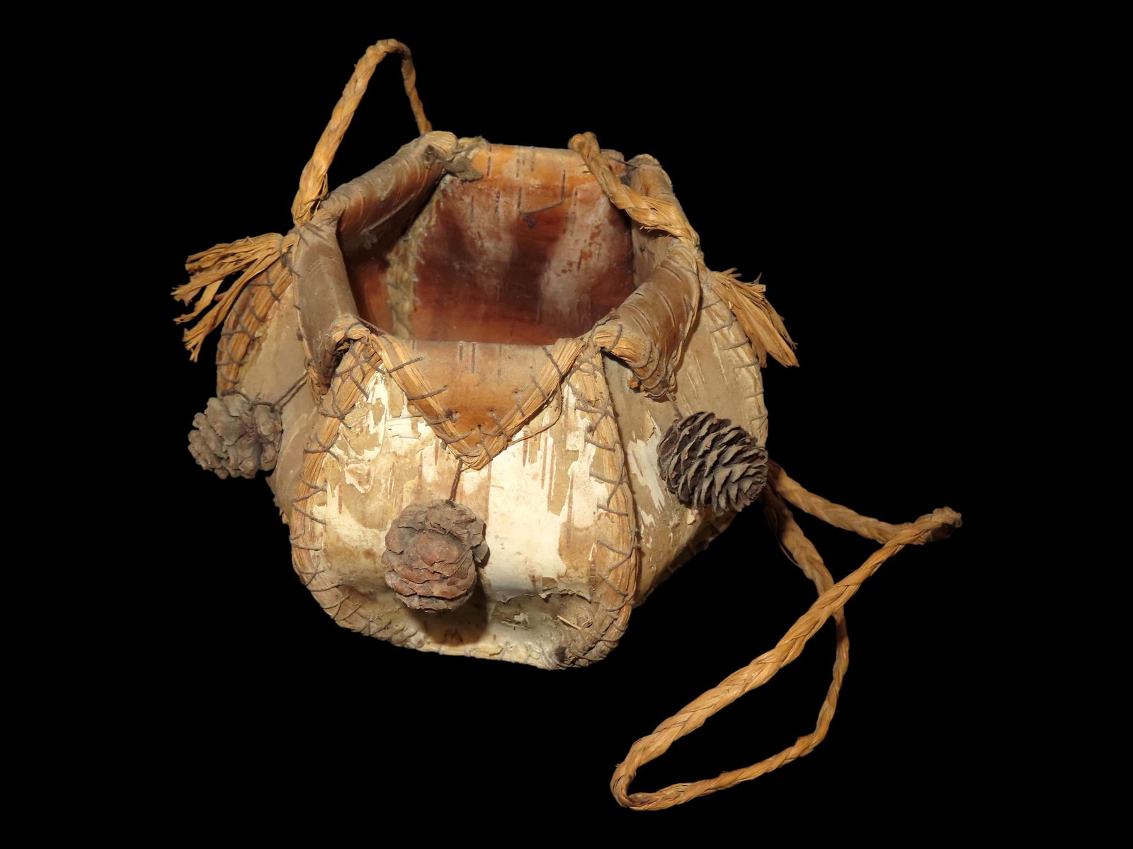 3 1/4" x 5" Birch Bark Basket: 3 1/4" x 5" Birch Bark Basket