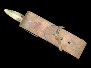 Antique Hand-Held Corn Shucker, Leather and Metal